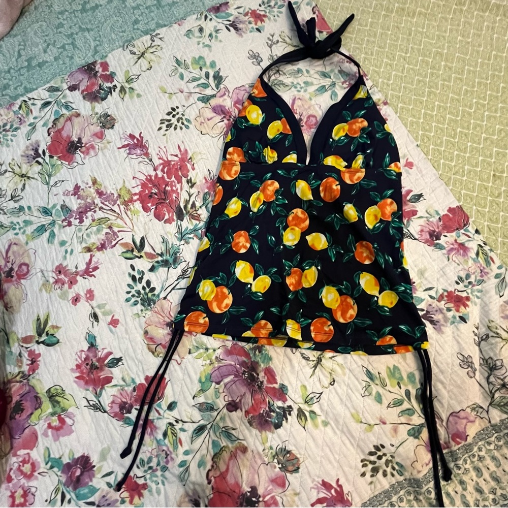 Cute lemon halter tankini top